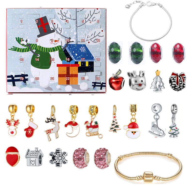 Unisex New Product Christmas Ornaments Countdown Calendar Gift Box Advent Bracelet Set_voghion.com