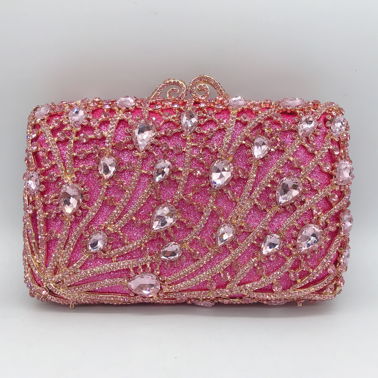 Túi clutch nữ đính kim cương phong cách châu Âu, dây chuyền vuông sang trọng — Hoa violet