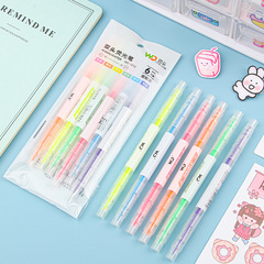 Double-ended highlighter set creative colorful small fresh marker pen student 6-color accounting pen wholesale