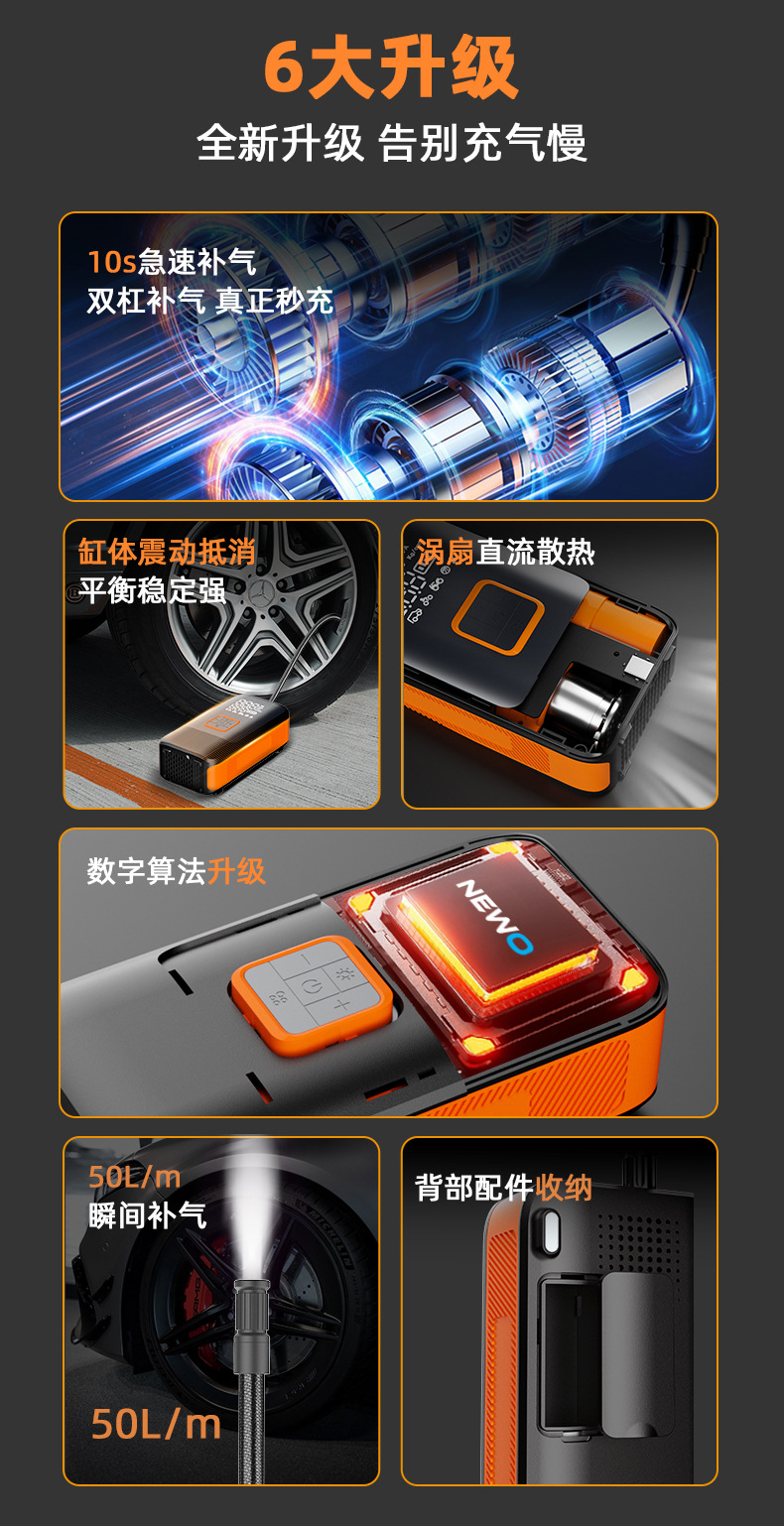 Portable intelligent double cylinder air pump truck SUV off-road vehicle tire electric wireless car air pump