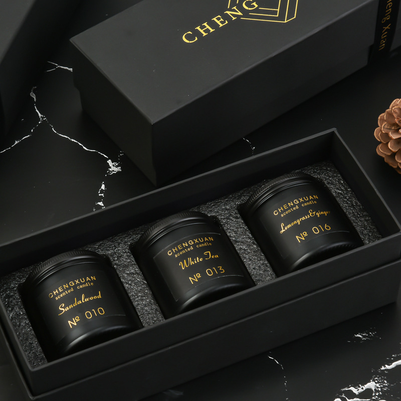 廠家直銷現代簡約風香薰大豆蠟套裝伴手禮無煙環保香味蠟燭