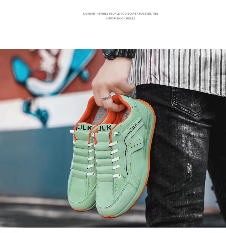 New Fashion Versatile Men's Shoes Low cut Lace up Multi color Sports Shoes Men's Thick Sole Running Shoes Comfortable Casual Shoes_voghion.com