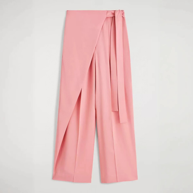 Cos Style Women's Clothing Mall Same Style Casual Straight-Leg Wrap-Up Lace-Up Pants Pink 2025 Summer New Product