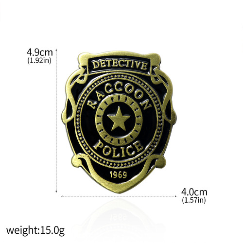 Game peripherals Resident Evil Raccoon City Detective Medal Brooch Movie Police Shield POLICE Logo Badge
