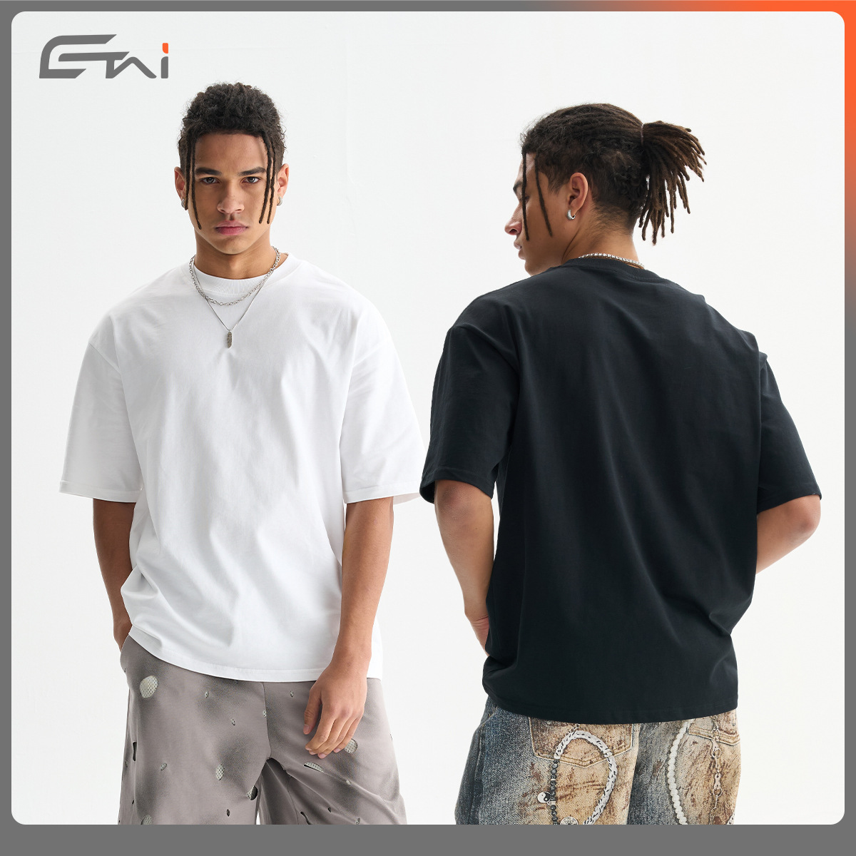 ETAI Hombre| Boxy de alta calidad de manga corta pesada camiseta masculina de algodón suelta marca de moda pequeño cuello sólido de manga corta image 3