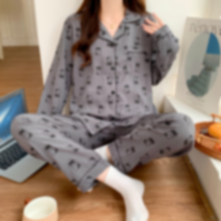 睡衣女春秋季新款云朵棉合集长袖长裤翻领可爱卡通少女甜美家居服|undefined