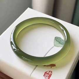 玛瑙玉髓青梅冻远山苔子青苦茶色玉石手镯冰润冰透正圈手镯