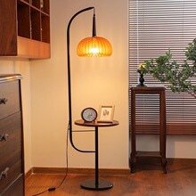 中古风落地灯客厅沙发边感装饰氛围灯卧室床头置物架落地灯
