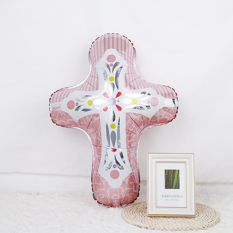 Cross, Star, Heart Shape Pattern Birthday Cross Star Heart Shape Aluminum Film Party Balloons