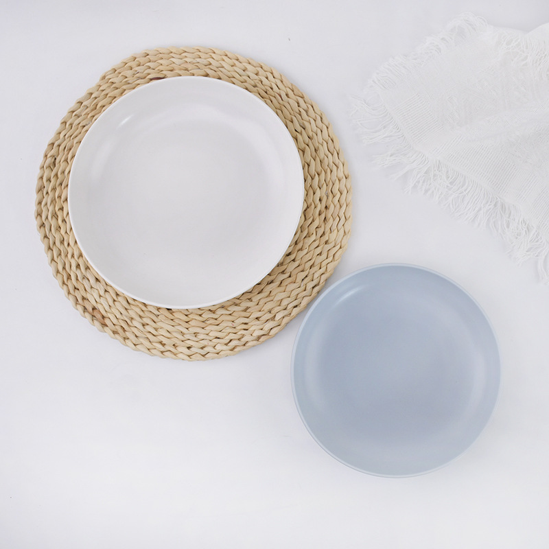 9 pulgadas de alta temperatura de cerámica azul y blanco plato de sopa poco profundo plato de sopa de hotel pequeño plato de sopa fresco plato redondo plato de frita doméstico