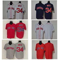 MLB трикотаж Red Sox бейсбольный трикотаж 34 # Boston Red Sox jersey вышитый бейсбольный костюм