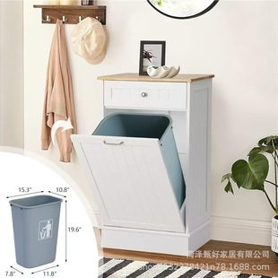 Simple Wooden Hidden Kitchen Trash Can Cabinet, Inclined Trash Cabinet, Bathroom Towel Trash Wooden Storage Cabinet