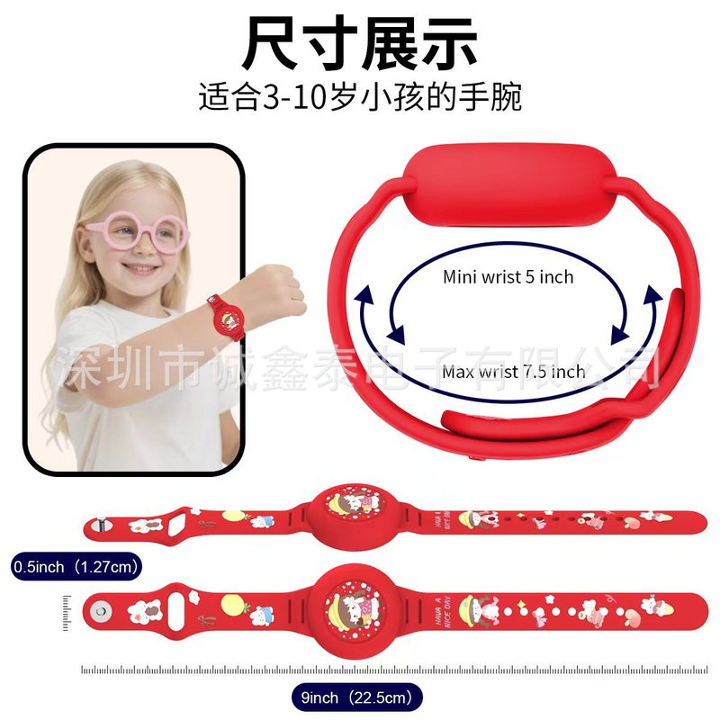 漫画プリントに適した Apple Airtag ストラップロケーターシリコン保護カバー紛失防止デバイス子供用ブレスレットリストバンド|undefined