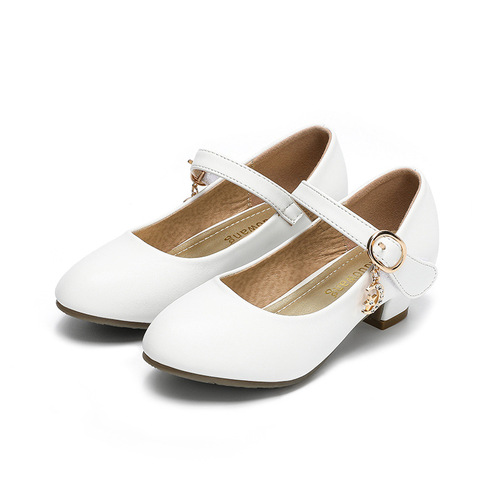 Children's leather high-heeled princess shoes, spring and autumn Korean version, for girls, crystal performance children's single shoes