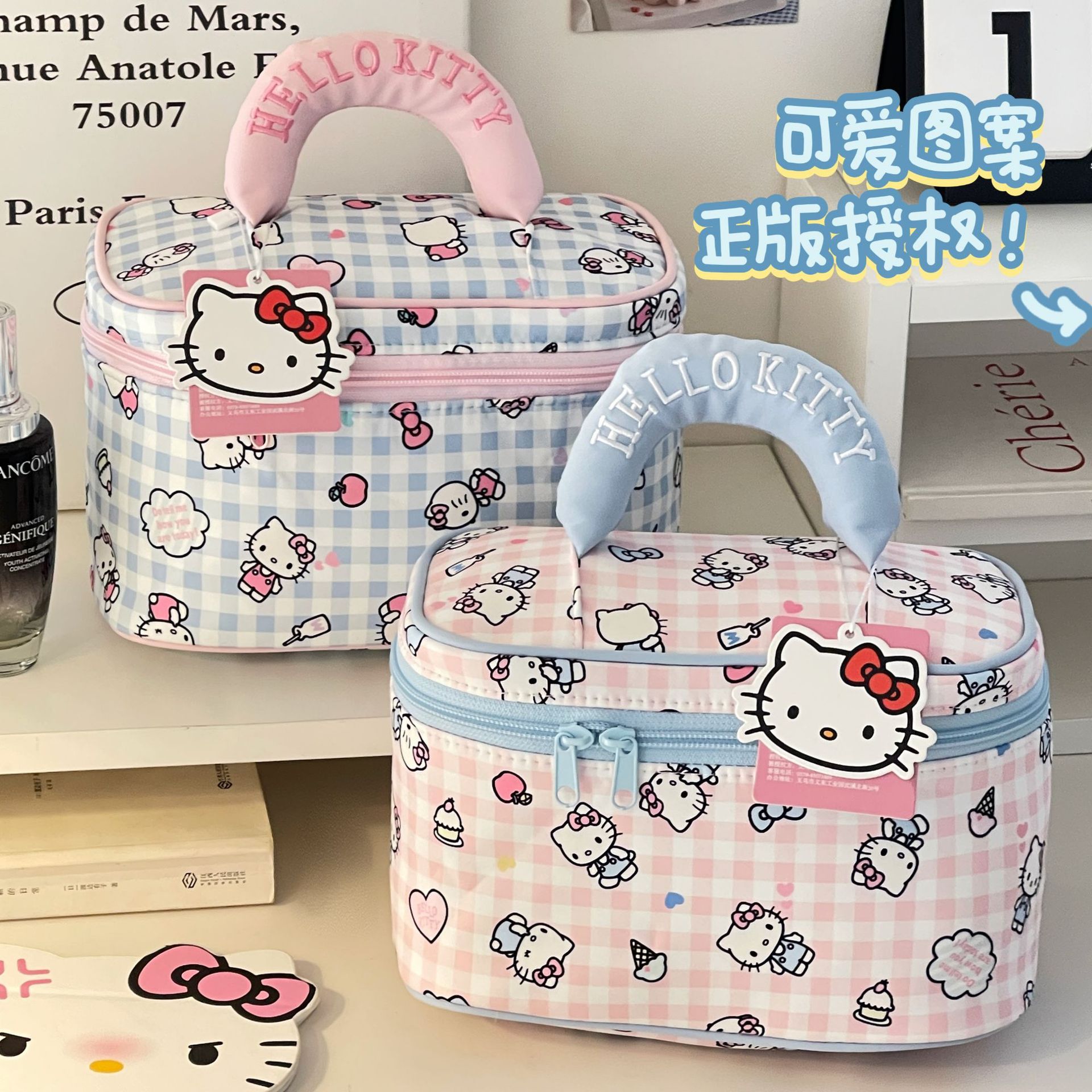 Sanrio edición completa HelloKitty bolsa de maquillaje para mujeres, gran capacidad, alta belleza, bolsa de maquillaje portátil de viaje