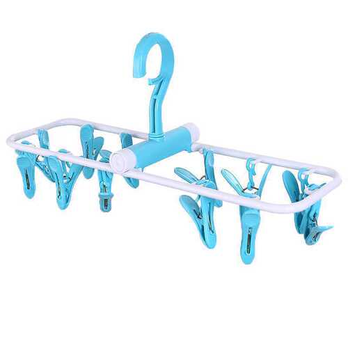 Multi-clip clothes drying rack multi-functional folding 12-clip clothes drying pins underwear hangers sock clips drying socks clothes rack wholesale