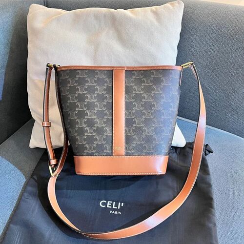 Arc de Triomphe genuine leather bucket bag for women  new commuter simple high-end niche single shoulder crossbody bag