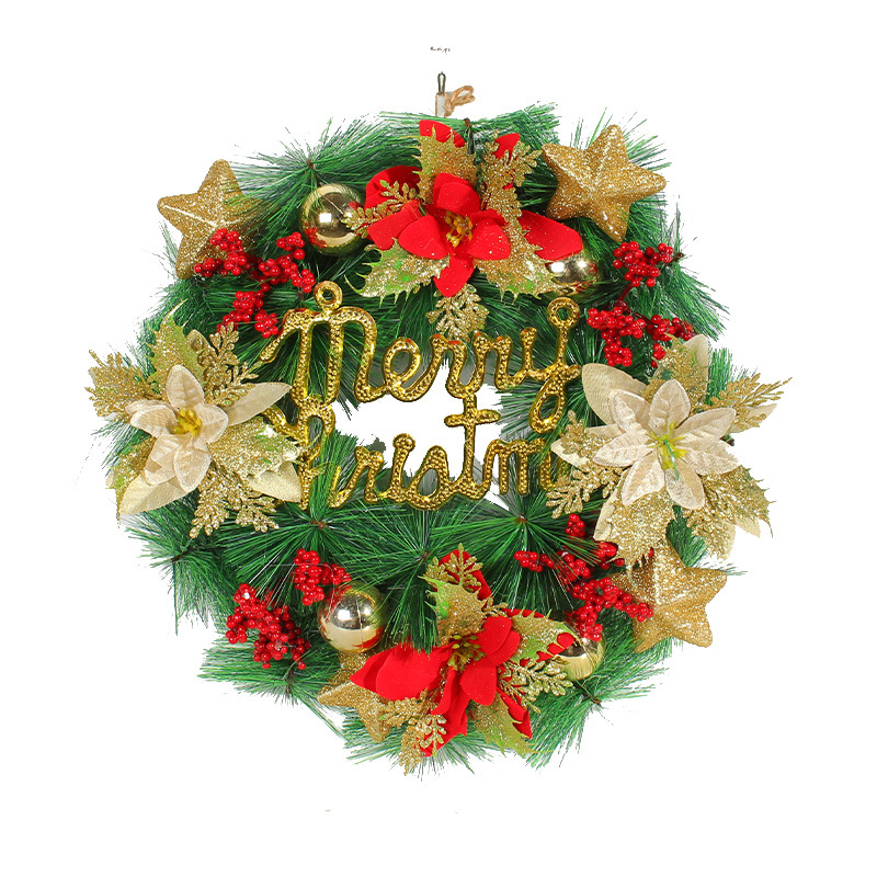 Hong Kong amor transfronterizo 35cm Navidad carta Garland Navidad simulación Pino aguja ratán anillo centro comercial ventana decoración puerta colgante