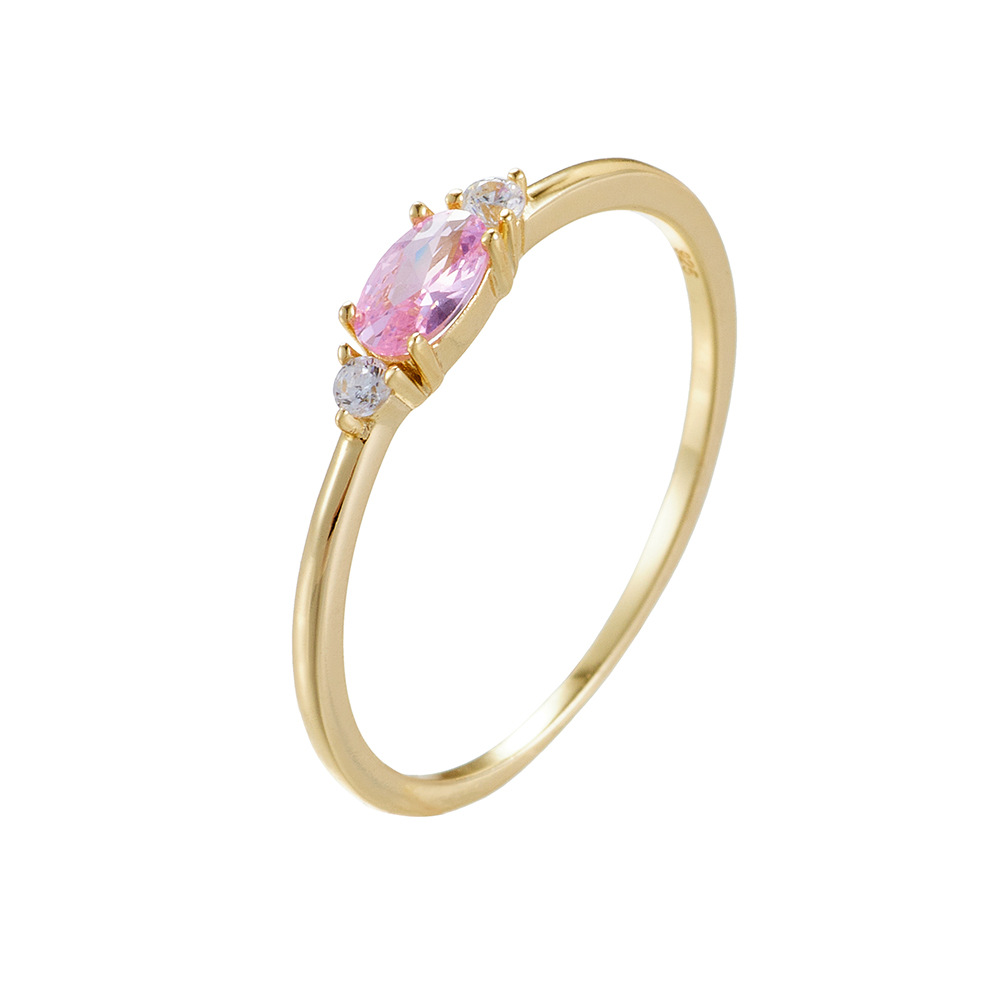 Retro Luz de lujo Rosa circón anillo de plata esterlina hembra europea y americana ins diario de cercanías simple anillo de todo fósforo joyería