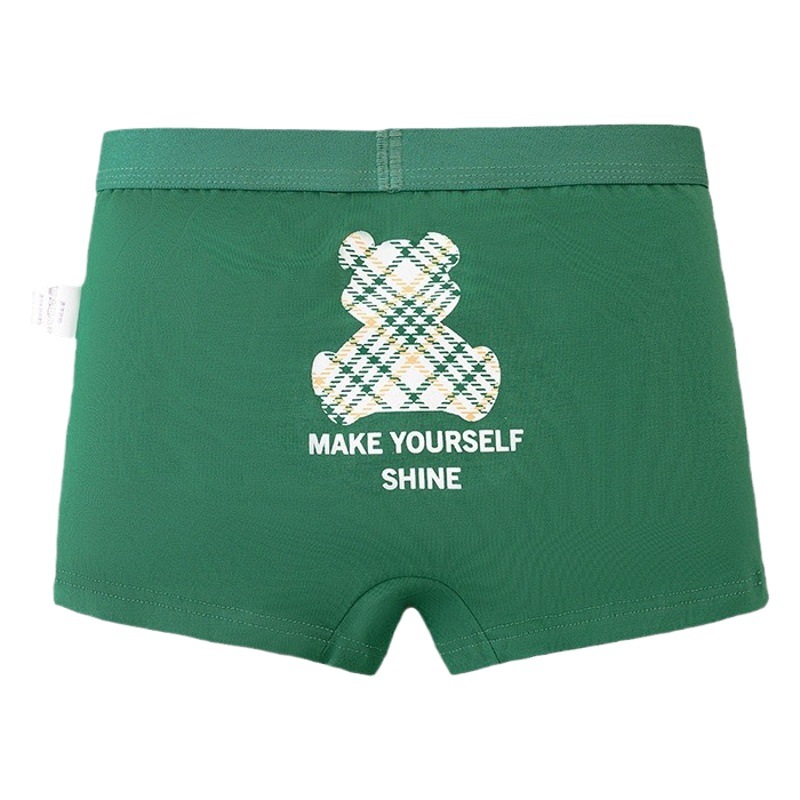 Cross-Border Boys' Underwear, Pure Cotton, Cartoon Bear Design, Children's Boys' Boxer Briefs, Student-Grade a Safe Material
