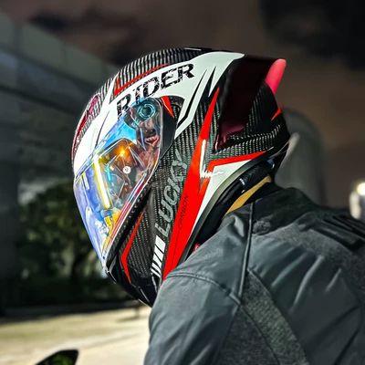 Carbon Fiber Helmet Motorcycle Full-Face Helmet for Men and Women Motorcycle Bluetooth Safety Helmet New National Standard Type a Helmet 3C Electric Vehicle