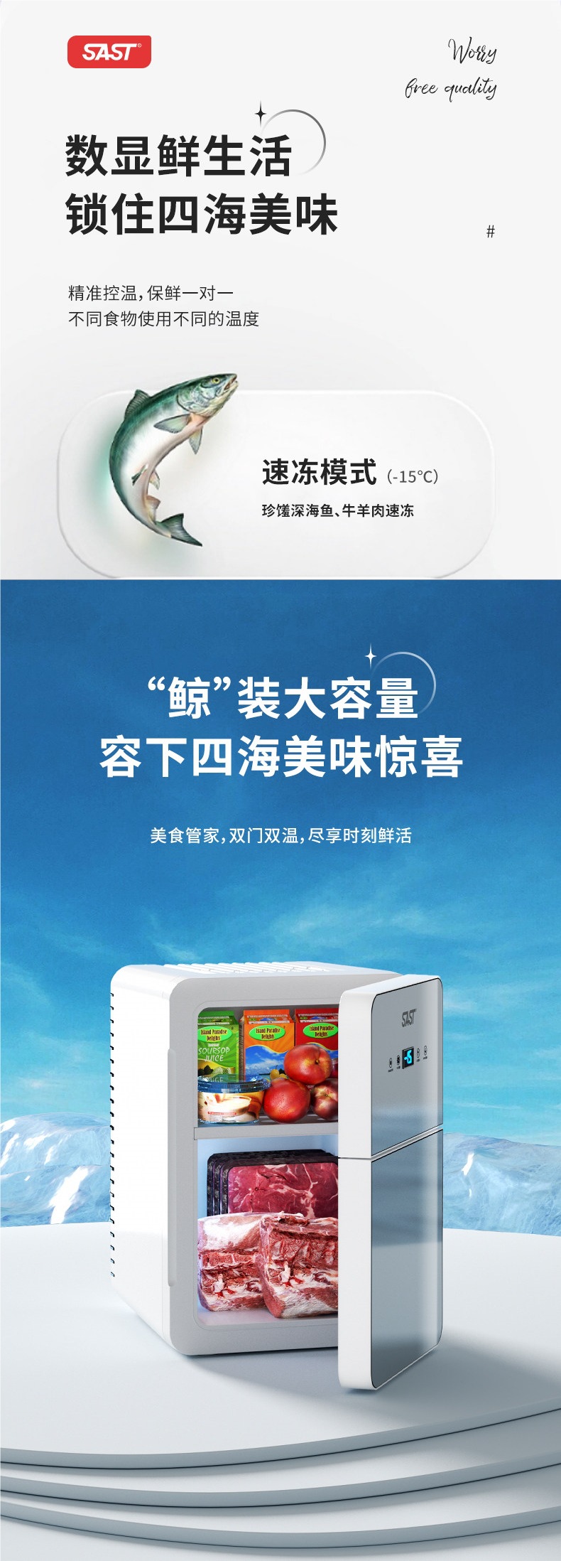Sast Mini Refrigerator Mini Freezer for Car, Home, Dormitory, Breast Milk, Office, Student, Small Freezer