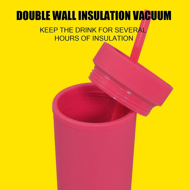 Transfronterizos Amazon nuevo creativo AS taza de paja de plástico 16OZ taza de agua recta portátil taza de paja portátil casera