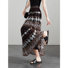 专柜品质2025夏新款波西米亚风印花半身裙时尚显瘦中长款a字伞裙