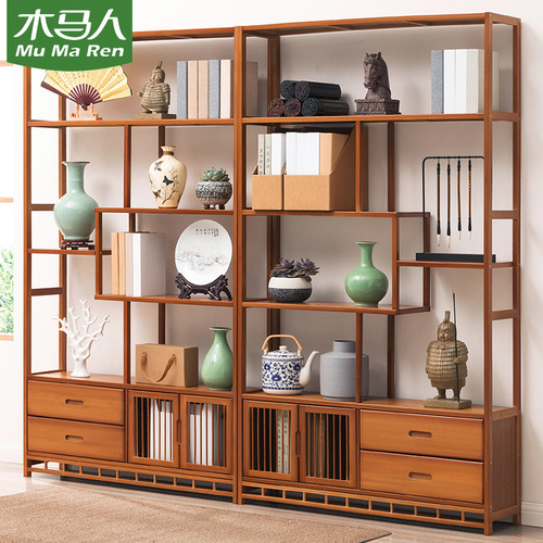 Bogu rack ornaments new Chinese style Duobao Pavilion tea cabinet display tea room teapot set Nanzhu imitation antique storage rack