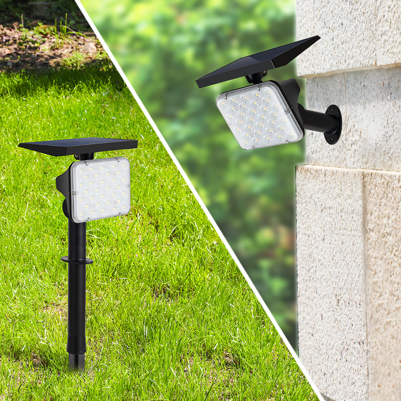 新款亚马逊家用太阳能投光灯 户外草坪庭院壁灯 led双色一体射灯