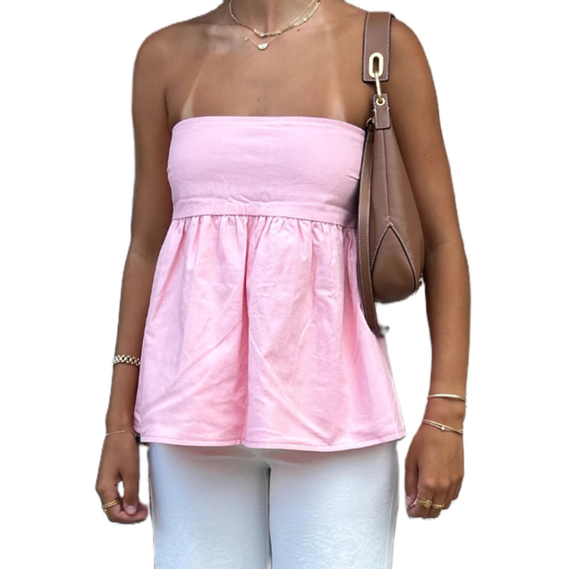 Cross-border Amazon 2025 summer European and American women's waist fashion solid color tube chest short small jacket factory outlet