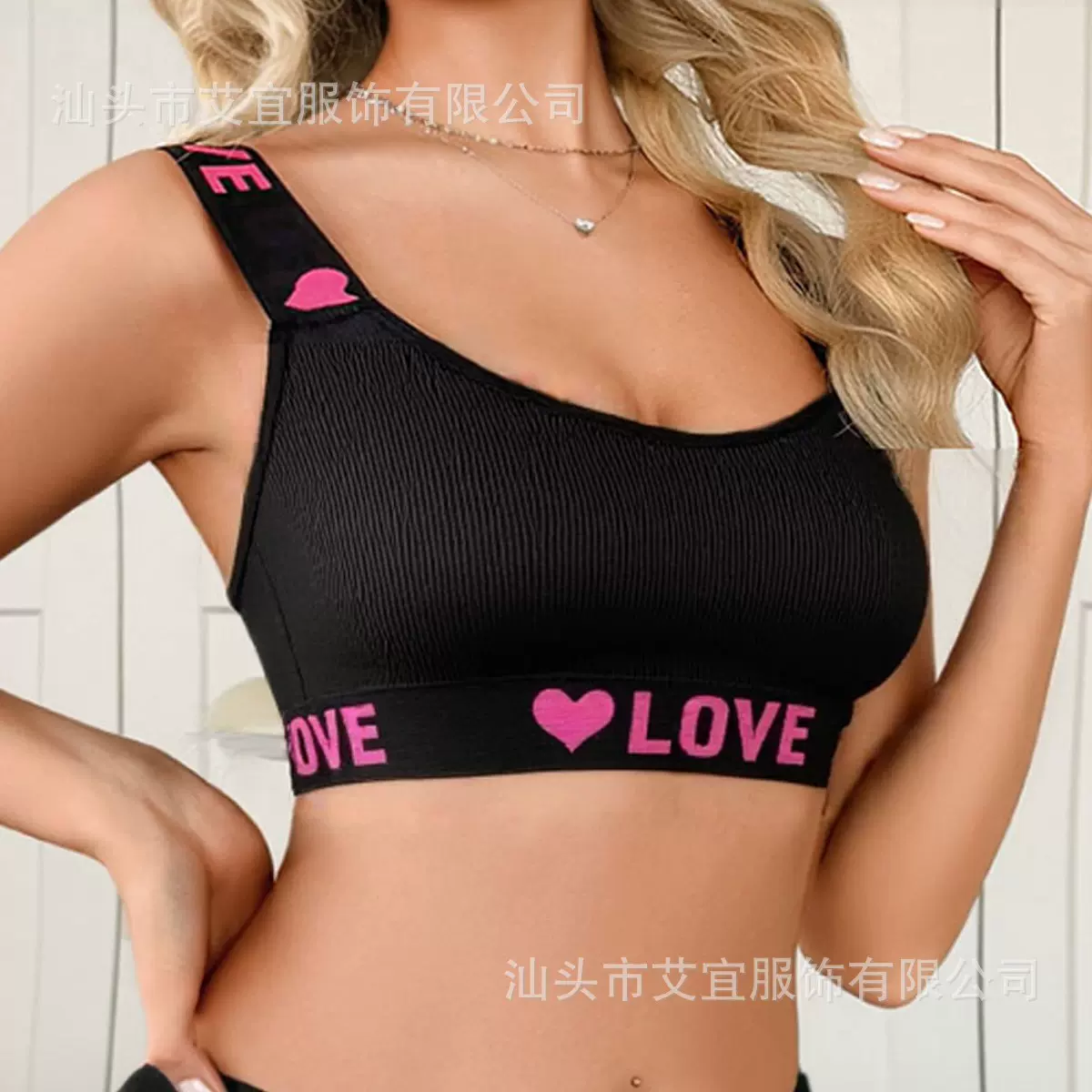 TK爆款TEMU欧美跨境专供LOVE运动内衣交叉美背文胸女士薄款健身