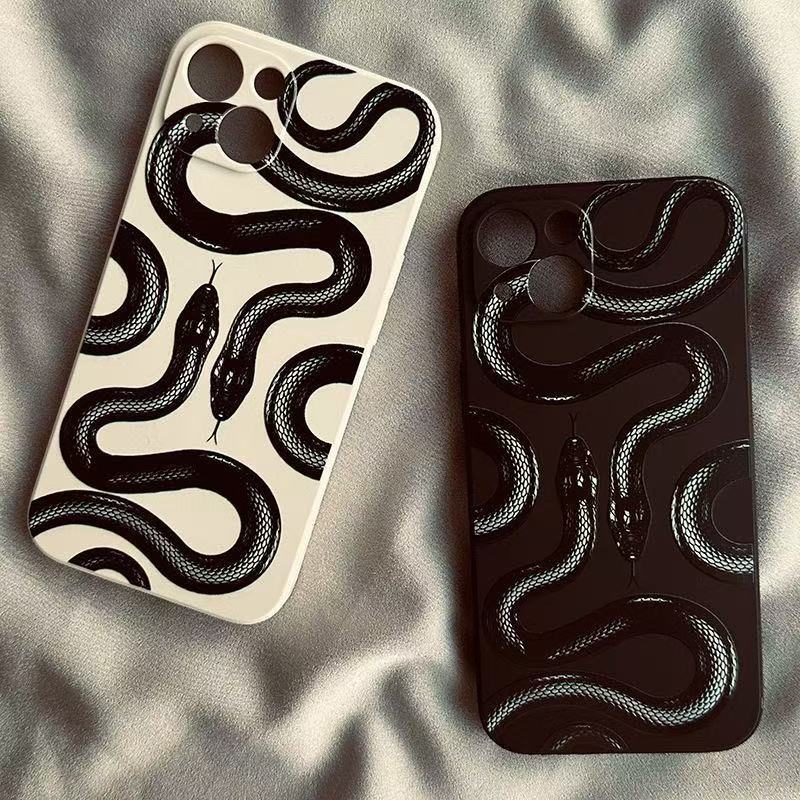 Funda para teléfono móvil iphone16promax nuevo Apple 15 Rubik's Cube recto borde 14pro personalidad serpiente negra 13/12
