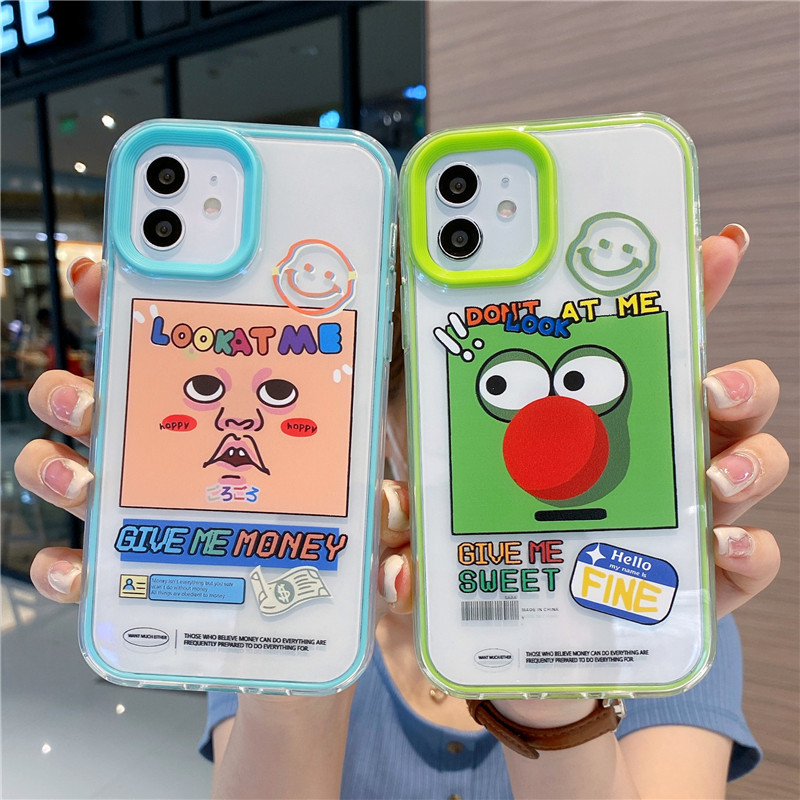 Transparent Silicone Smiley Face for Apple 14 Phone Case iphone13promax Soft Case X/11 Cartoon 12