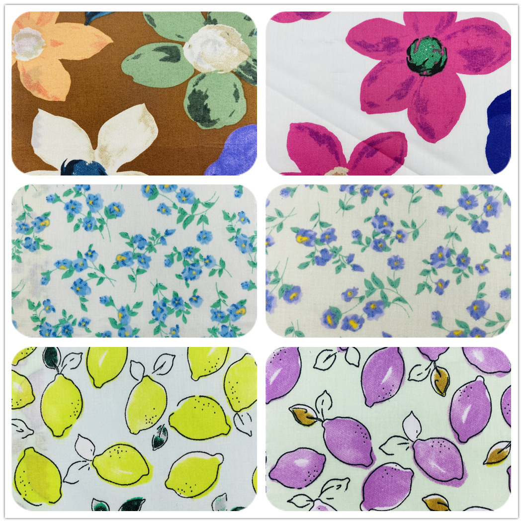 夏季薄款水果柠檬印花布 纯棉80支精梳棉印花 童装女装服装面料