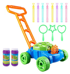 Cross-border Amazon hand-pushed bubble machine electric bubble weed trimming machine parent-child outdoor children's tank car toy