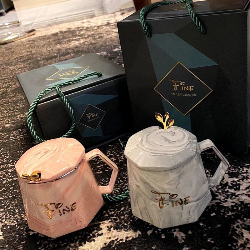 glass Souvenir  European style lovers Mug ceramics With cover gift Gift Cup Office Mug Simplicity