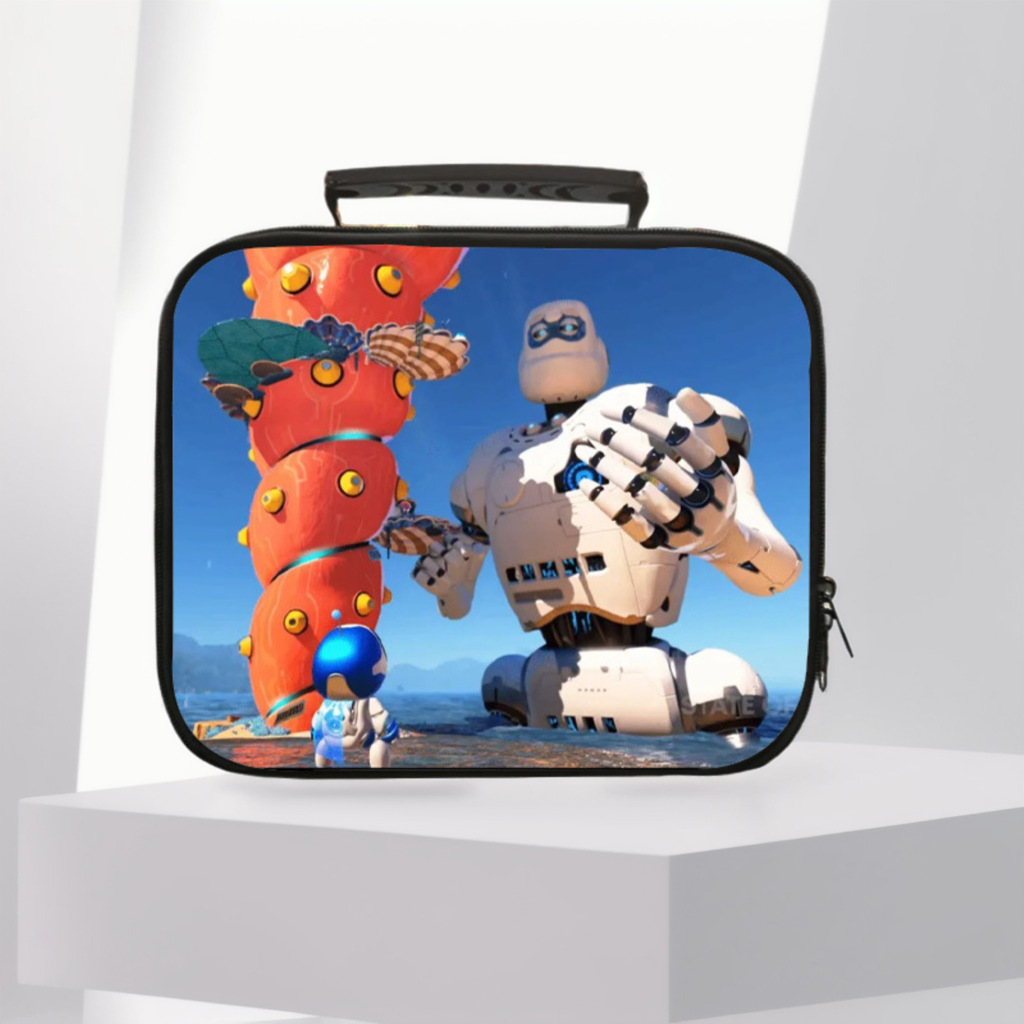 Cross-border new cosmic robot portable meal bag game peripheral pattern primary school students insulated lunch box bag student bag