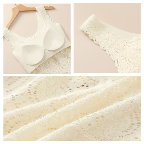 Wool heating women's warmth, mulberry silk maintenance, moisturizing, exquisite lace vest, must-have for autumn and winter, with a coaster, base shirt