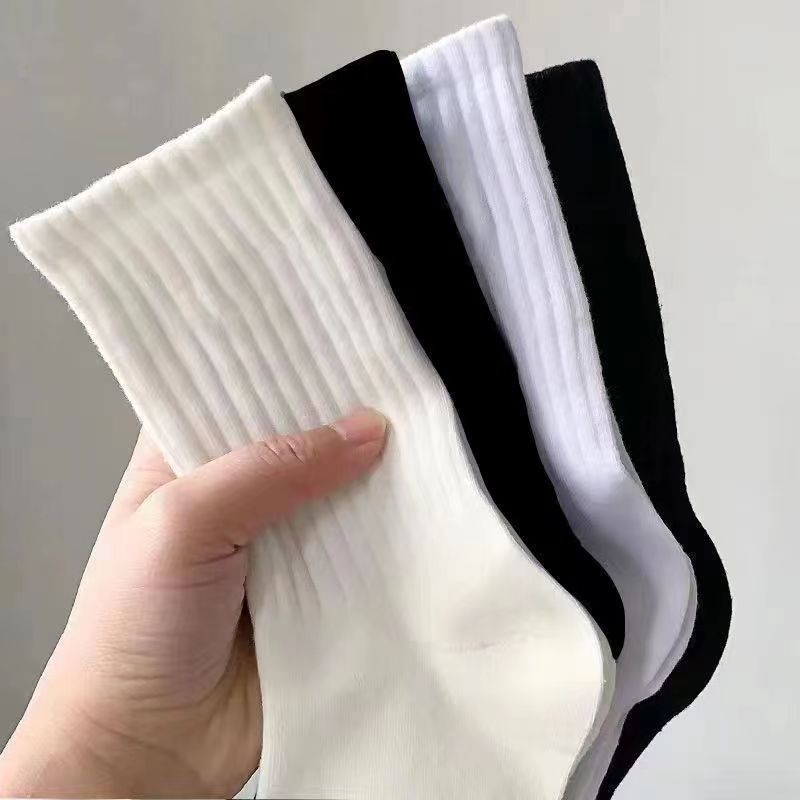 Zhujiajiao socks women's mid-calf autumn and winter style ins fashion versatile plain color long tube sports couple long socks women high beauty 