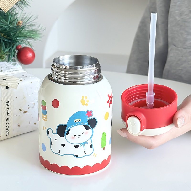 Gran capacidad de dibujos animados niños adorables 316 tazas de acero inoxidable para mujeres alto valor de mano mano paja taza de rebote