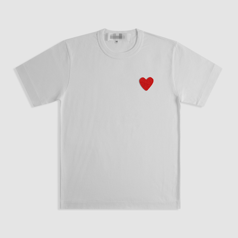 Cdg Rei Kawakubo Japanese Style Casual Style Short-Sleeved Play Pure Color Classic Big Red Heart Short-Sleeved T-Shirt