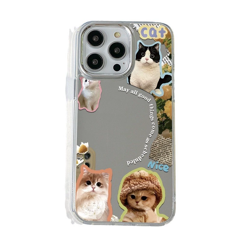 Яблоко, чехол для телефона, высокое качество iPhone 15, мультфильм iPhone15 Pro, iphone, зеркальная поверхность