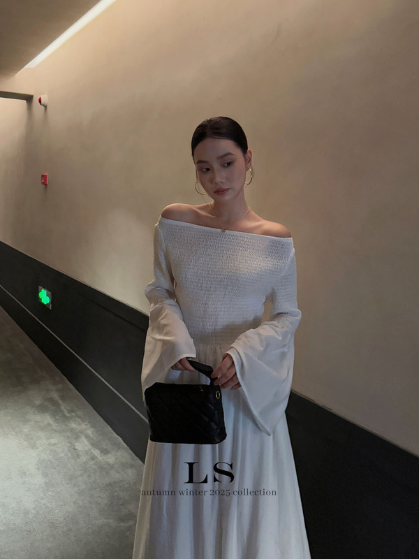 【LS新品牌】黑标极简大牌 早秋上新优雅时尚一字领连衣裙30170#|undefined