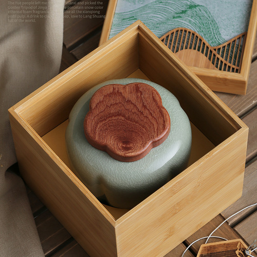 Yuanshan Spring Tea Ceramic Tea Can Packaging Box Empty Gift Box Longjing Green Tea Biluochun Bamboo Half Catty Bamboo Box