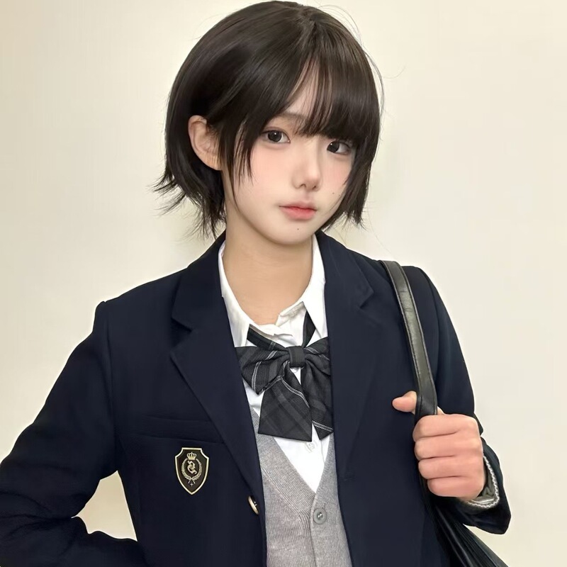Wig Women's Full Head Cover Layered Short Hair Hanni Same Girly Bobo Head Imitation Full Human Hair Full Top Wig Wig Women's Full Head Cover Layered Short Hair Hanni Same Girly Bobo Head Imitation Full Human Hair Full Top Wig