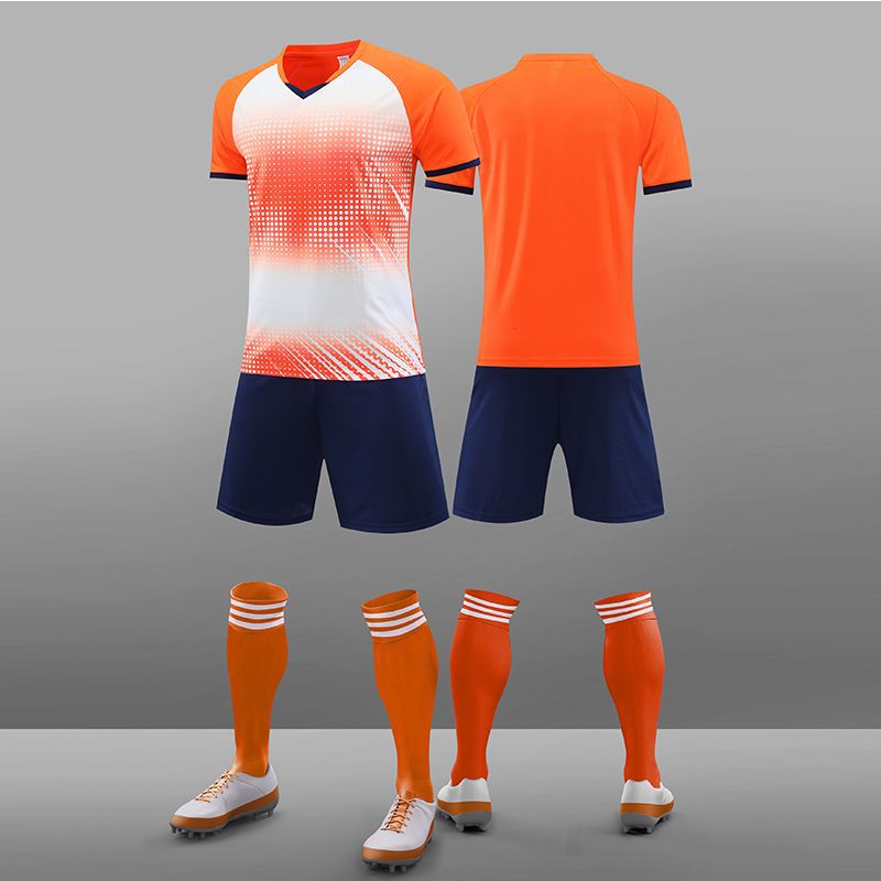 Traje de traje de fútbol Spot al por mayor ropa de entrenamiento transpirable de secado rápido al aire libre imprimible uniforme de fútbol de juego de estudiante adulto