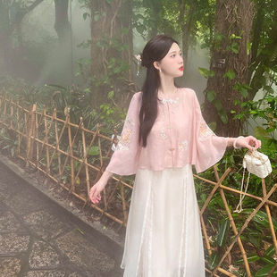 New Chinese Style Suit, Western Style, Age-Reducing Temperament, Summer New Top, Shirt, Women's Summer Hanfu Embroidered Jacket