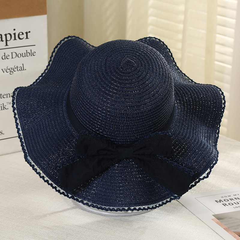 wavy beach fashionable sun hat with bow