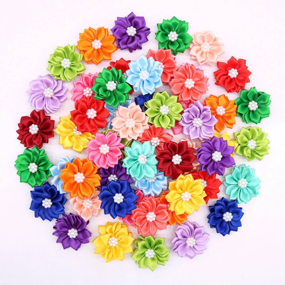 Голова домашнего животного цветок собака кошка polyhorn ручной цветок резинкой цветок маленький рис бусины лепестки жемчужный лепесток резинкой ювелирные изделия